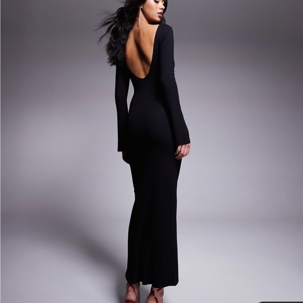 ASOS Black Backless Long Sleeve Dress